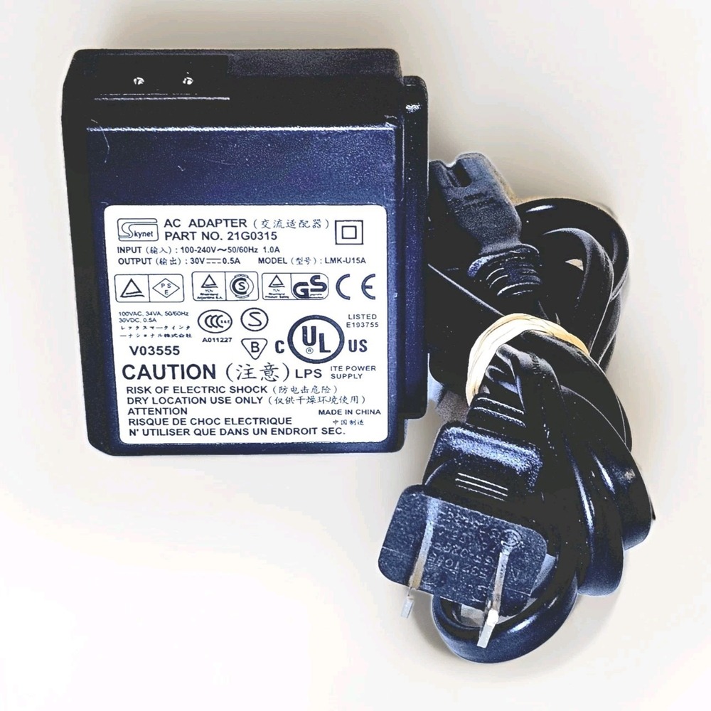 Genuine Skynet 21G0315 AC Power Supply Adapter 30V 0.5A OEM n/PC